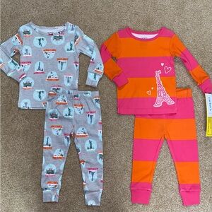 NWT Paris Snow Globes Christmas pajamas sets Eiffel Tower winter 12 months girls